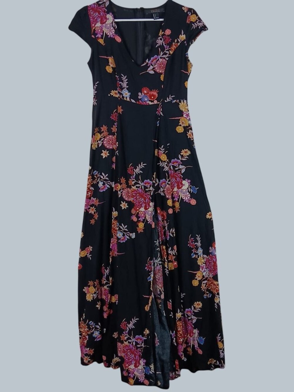 Forever 21 Floral Split Front Maxi Romper Dress Womens S Black Festival Summer